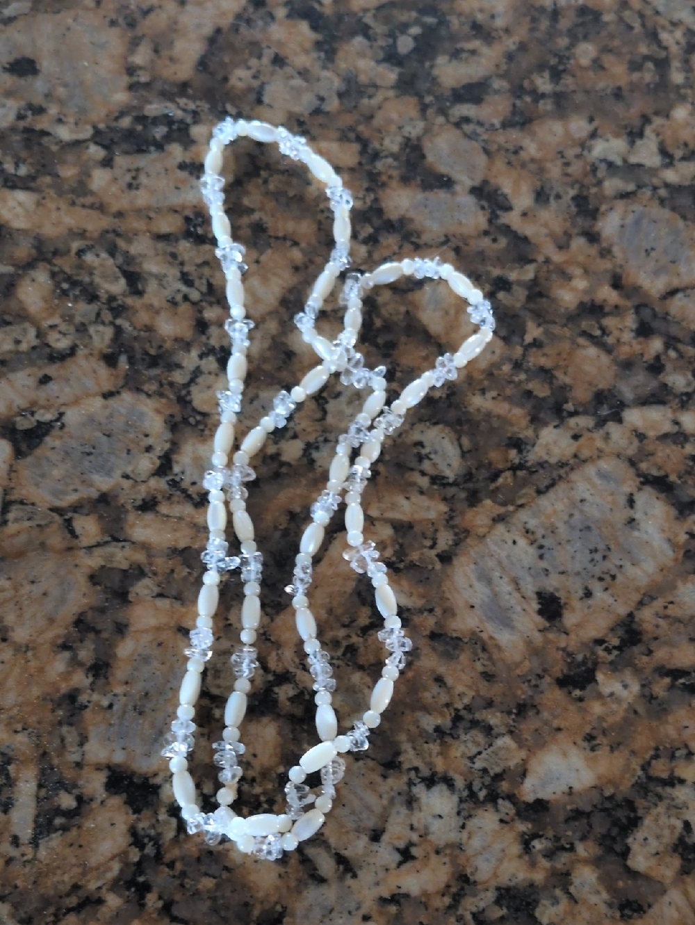 Elegant White Beaded Women's Necklace - Clear Accent Beads